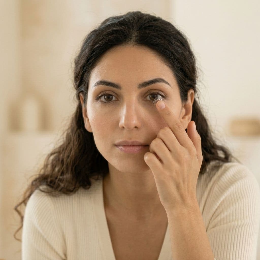 הניחו את העדשה על העין